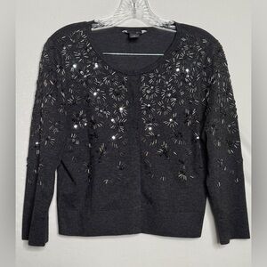 White House‎ Black Market Charcoal Embellished Sweater